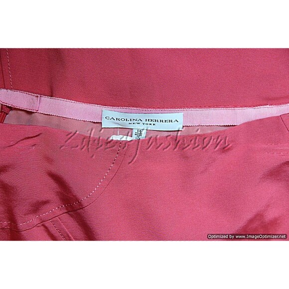 $1590 NWT CAROLINA HERRERA Pink Stitch Panel A-Line Cotton Silk Skirt 14 - Picture 7 of 7